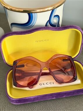 Gucci Women’s Gradient Orange-Red Oversized Square Sunglasses